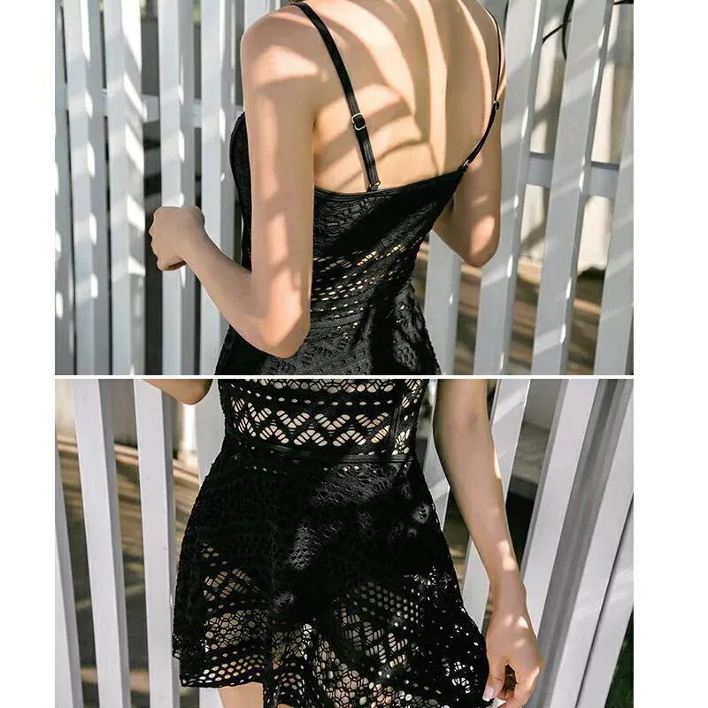 い水着 2way レース モノキニ ビキニ レース 体型カバー シースルー 2点セット スカート パレオ 透け感 可愛い ビーチ 海 スイムウエア 大人2つ買うと2