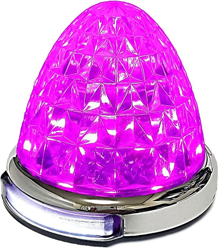 カスタマイズ 12V 24V トラック用 LED マーカーランプ 路肩灯機能付 サイド メッキリング 5面クリスタルカット仕様 22LED 汎用(ピンク, 10個) カスタマイズ 12V 24V トラック用 LED マーカーランプ 路肩灯機能付 サイド メッキリング 5面クリスタルカット仕様 22LED 汎用(ピンク, 10個)