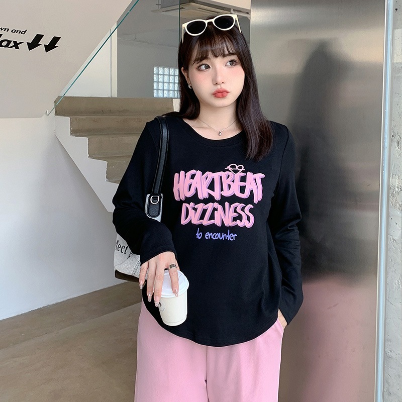 5L 4L 秋冬 韓国 大きいサイズ 長袖ニットトップス レディースシャツブラウス タイト ストレッチ 30代 40代 50代 60代大きいサイズの婦人服の秋m潮tシャツ衣酷減齢アーチの裾シャツの外に