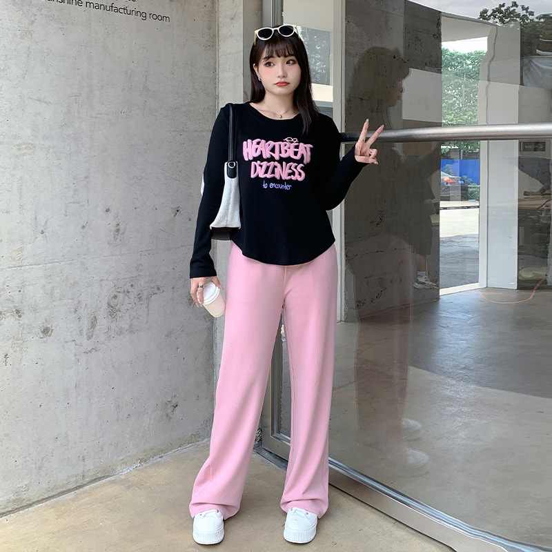 5L 4L 秋冬 韓国 大きいサイズ 長袖ニットトップス レディースシャツブラウス タイト ストレッチ 30代 40代 50代 60代大きいサイズの婦人服の秋m潮tシャツ衣酷減齢アーチの裾シャツの外に