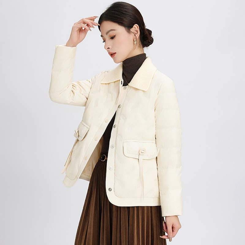 レディースダウンジャケット レディース ダウン入 ポケット ジャケット アヒル羽毛 ウルトラライト 長袖 い トップス 秋冬用 柔らかい 防寒 オシャレ エレガント ファッション 快適 用