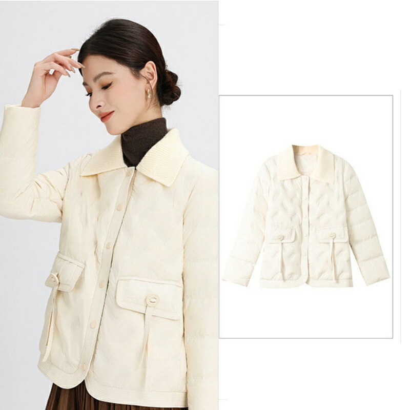 レディースダウンジャケット レディース ダウン入 ポケット ジャケット アヒル羽毛 ウルトラライト 長袖 い トップス 秋冬用 柔らかい 防寒 オシャレ エレガント ファッション 快適 用