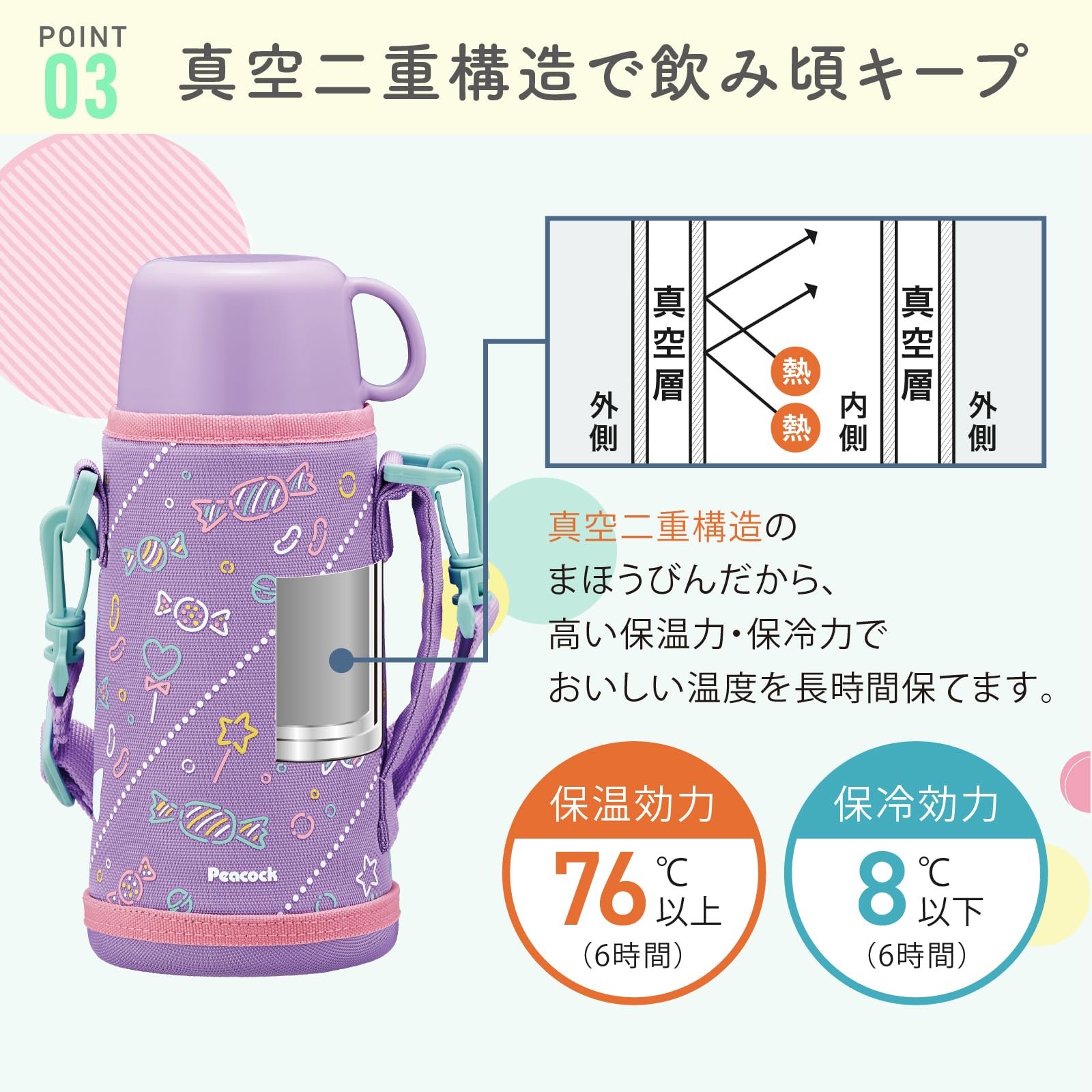 ピーコック魔法瓶工業(The-peacock) ピーコック 水筒 子供 2WAYタイプ パープルピンク 800ml 保温 保冷 直飲み コップ ワンタッチ マグ ボトル 魔法瓶 ASG-W82 PV ピーコック魔法瓶工業(The-peacock) ピーコック 水筒 子供 2WAYタイプ パープルピンク 800ml 保温 保冷 直飲み コップ ワンタッチ マグ ボトル 魔法瓶 ASG-W82 PV