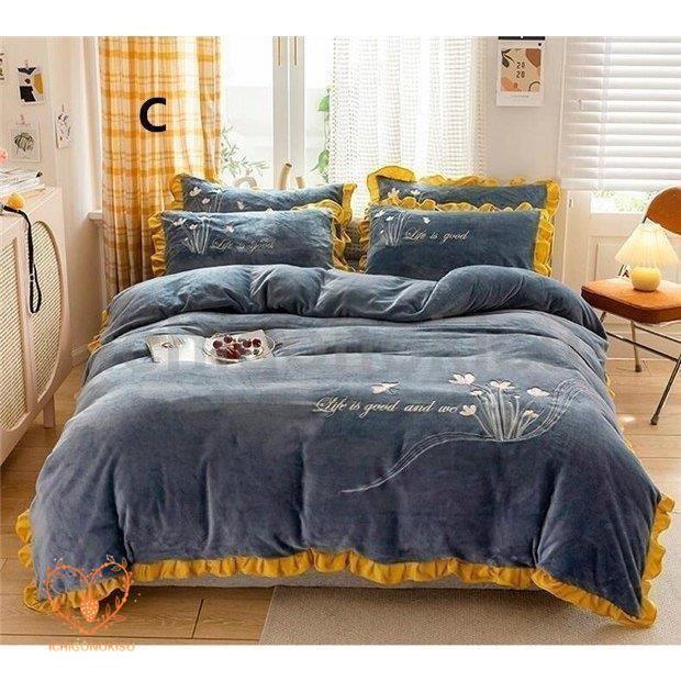 布団カバーセット 新生活 寝具セット プレゼント フランネル あったか 掛け布団カバー 冬 4点セット 敷き布団カバー 枕カバー フラットシーツ おしゃれ 可愛い