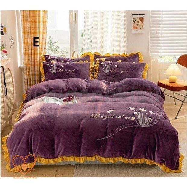 布団カバーセット 新生活 寝具セット プレゼント フランネル あったか 掛け布団カバー 冬 4点セット 敷き布団カバー 枕カバー フラットシーツ おしゃれ 可愛い