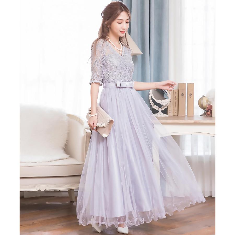 【即納】ロングドレス パーティードレス 結婚式 ドレス 成人式 同窓会 キャバ 袖あり 大きいサイズ 謝恩会 レース 五分袖 ロング 20代 30代 レース フレア yj188136