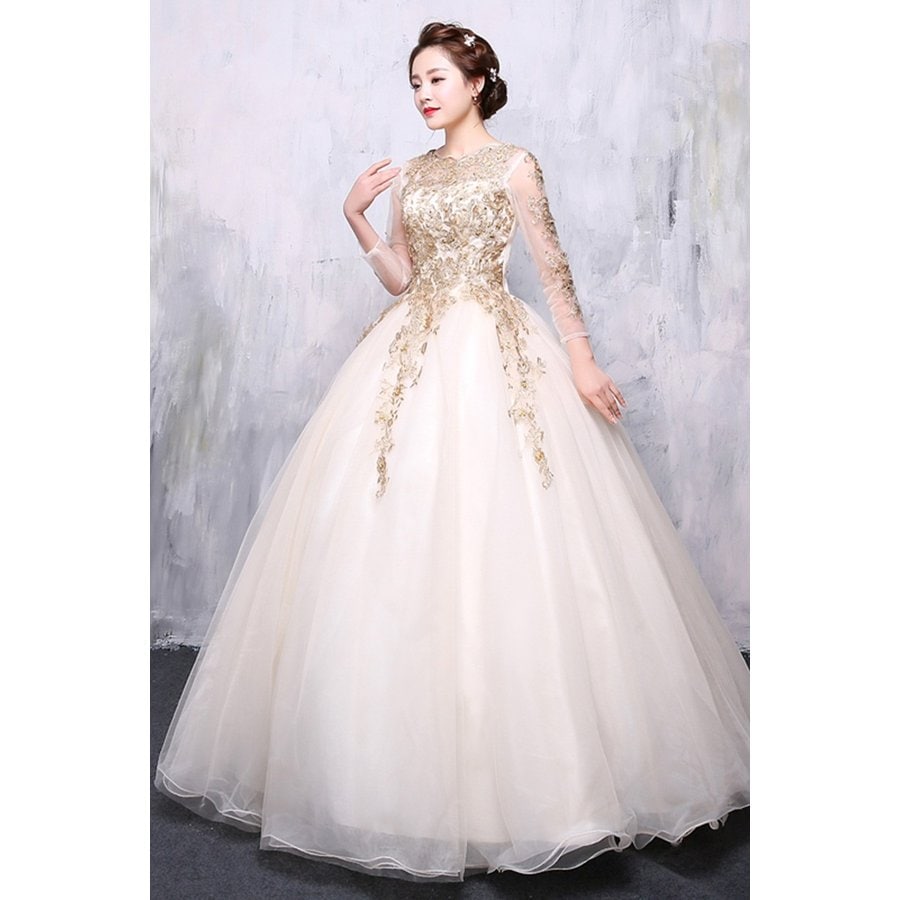 ロングドレス 演奏会 カラードレス 安い コンサート 長袖 パーティードレス ウェディングカラードレ