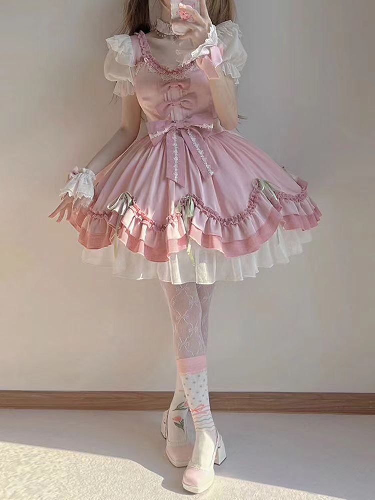 cosplay 蝶 ピンク かわいい ロリータワンピース やさしい 洋服 甘い 気質 ワンピース cosplay 蝶 ピンク かわいい ロリータワンピース やさしい 洋服 甘い 気質 ワンピース