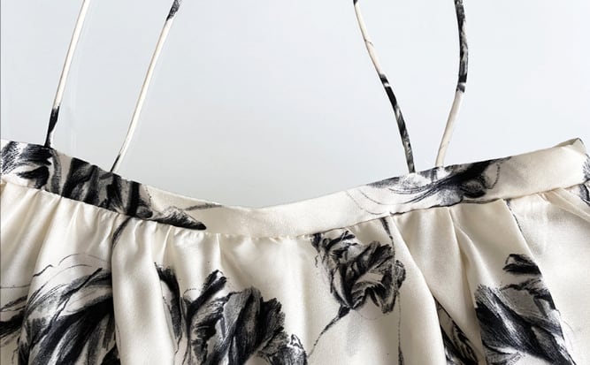 フラワープリント ストラップ ワンピース サスペンダー スカート 花柄 ロング丈 フローラル フレア ゆったり セクシー キャミワンピ かわいい 大人可愛い きれいめ シンプル カジュアル lone0