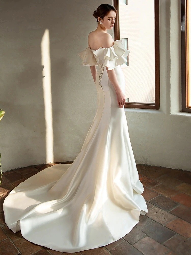 2024 新作 高級感 気質 ワンピース 結婚式 ドレス 花嫁ロングドレス 結婚式ワンピース 韓国ファッション パーティードレス ウェディングドレス 白28