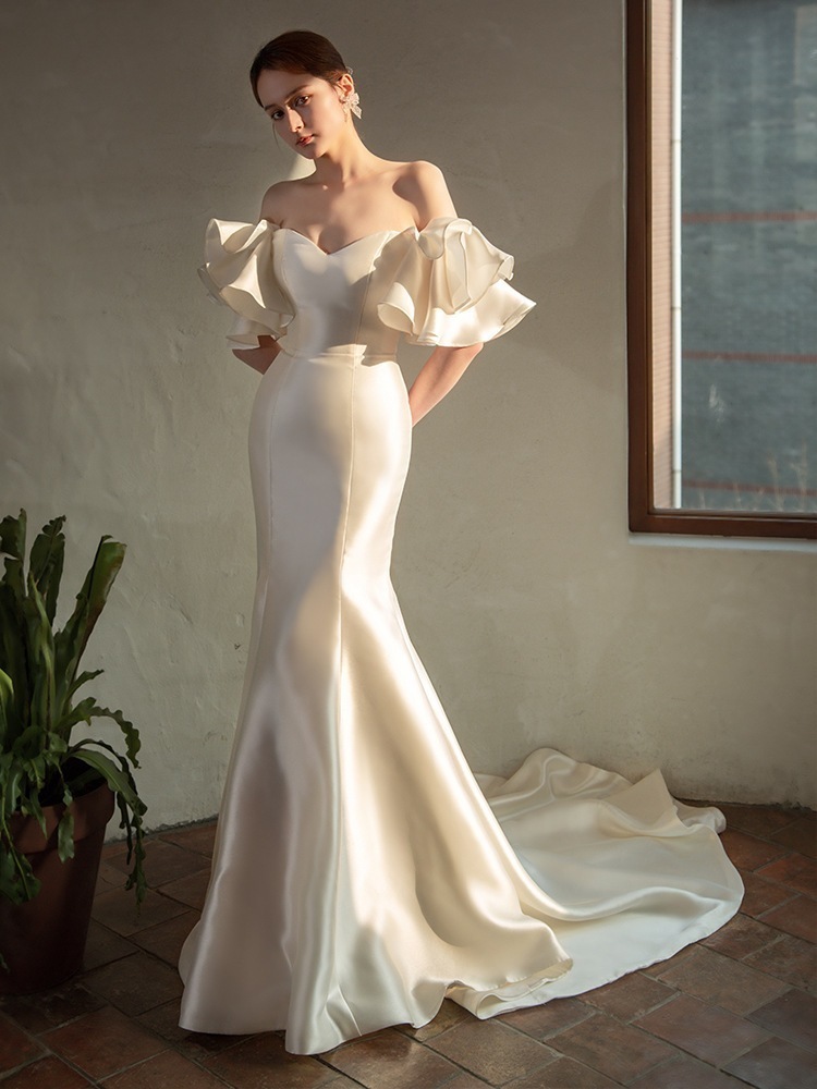 2024 新作 高級感 気質 ワンピース 結婚式 ドレス 花嫁ロングドレス 結婚式ワンピース 韓国ファッション パーティードレス ウェディングドレス 白28