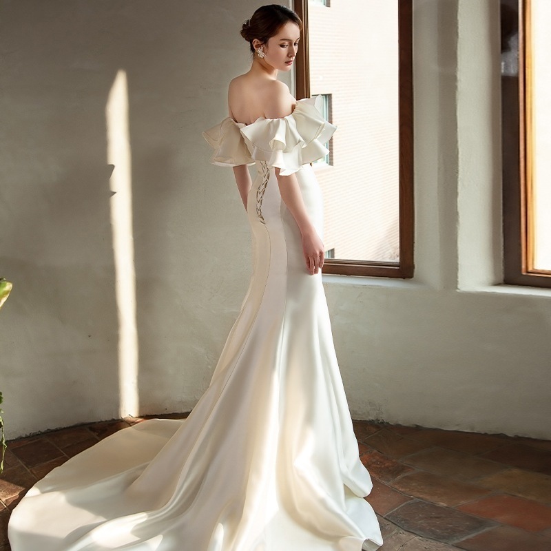 2024 新作 高級感 気質 ワンピース 結婚式 ドレス 花嫁ロングドレス 結婚式ワンピース 韓国ファッション パーティードレス ウェディングドレス 白28