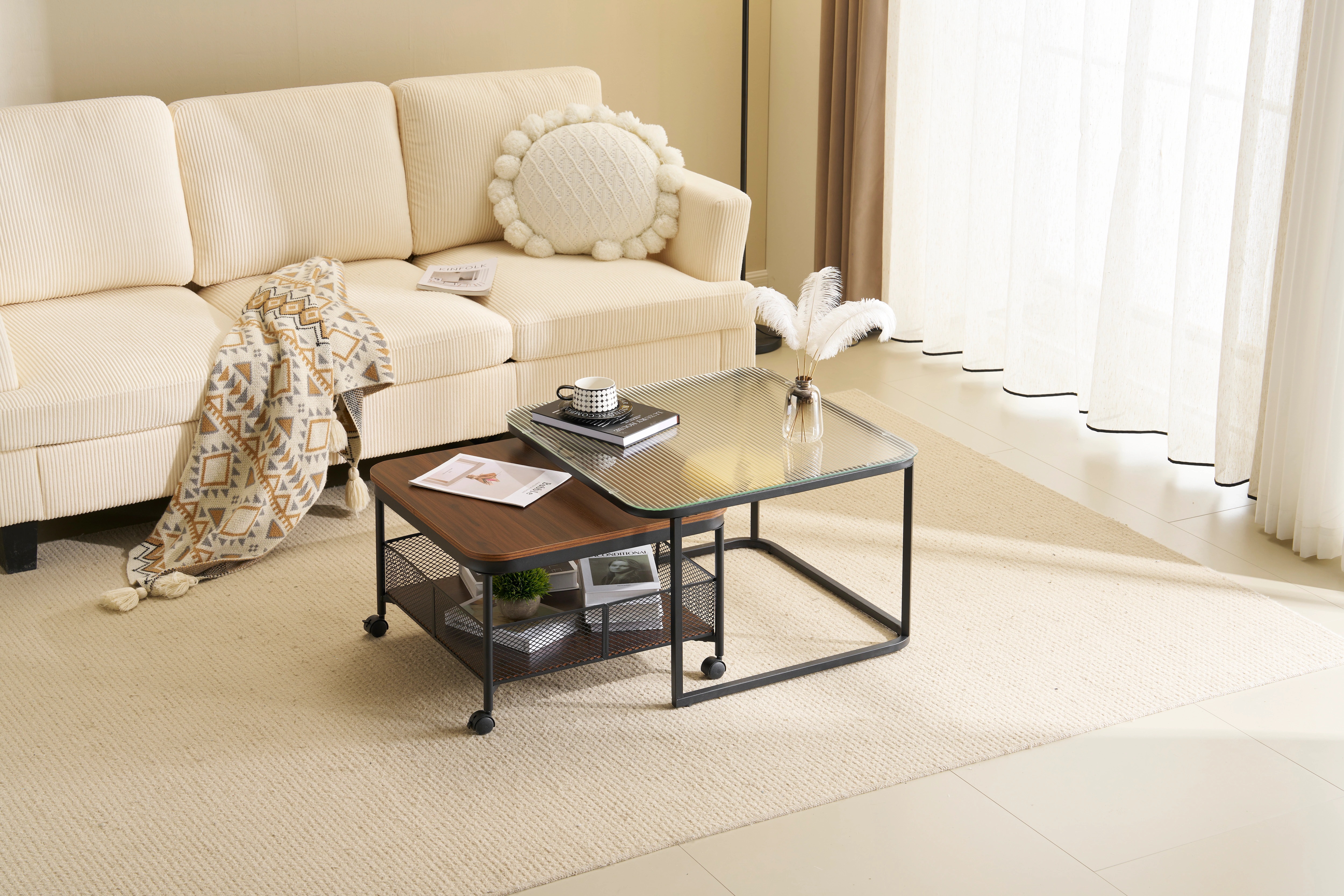 新品2点セット❣ ガラステーブル センターテーブル ガラス天板 リビングテーブル テーブル センターテーブル ガラス天板 2点セットル リビングテーブル