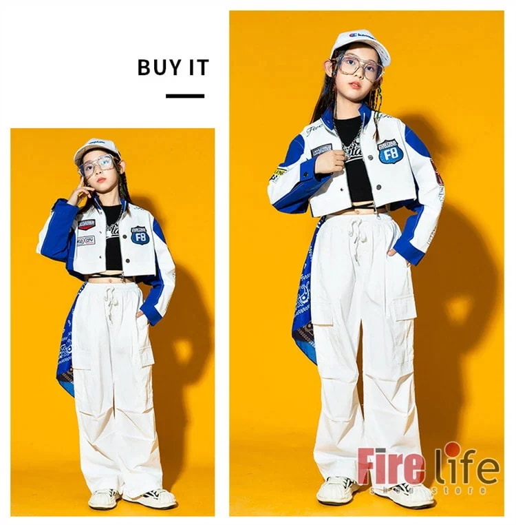 ダンスウェアセール キッズ ダンス衣装 ヒップホップ 白青 ジャケット ホワイト カーゴパンツ セットアップ ダンスウェア 男の子 女の子 長袖 韓国 派手 運動着 ダンス発表会 ジャージ ステージ衣 ダンスウェアセール キッズ ダンス衣装 ヒップホップ 白青 ジャケット ホワイト カーゴパンツ セットアップ ダンスウェア 男の子 女の子 長袖 韓国 派手 運動着 ダンス発表会 ジャージ ステージ衣