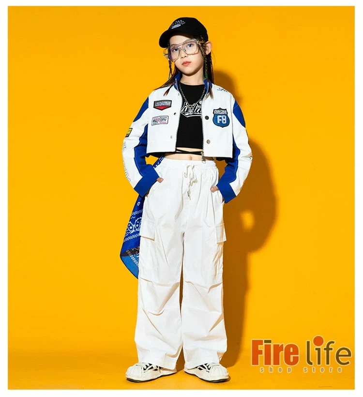 ダンスウェアセール キッズ ダンス衣装 ヒップホップ 白青 ジャケット ホワイト カーゴパンツ セットアップ ダンスウェア 男の子 女の子 長袖 韓国 派手 運動着 ダンス発表会 ジャージ ステージ衣 ダンスウェアセール キッズ ダンス衣装 ヒップホップ 白青 ジャケット ホワイト カーゴパンツ セットアップ ダンスウェア 男の子 女の子 長袖 韓国 派手 運動着 ダンス発表会 ジャージ ステージ衣