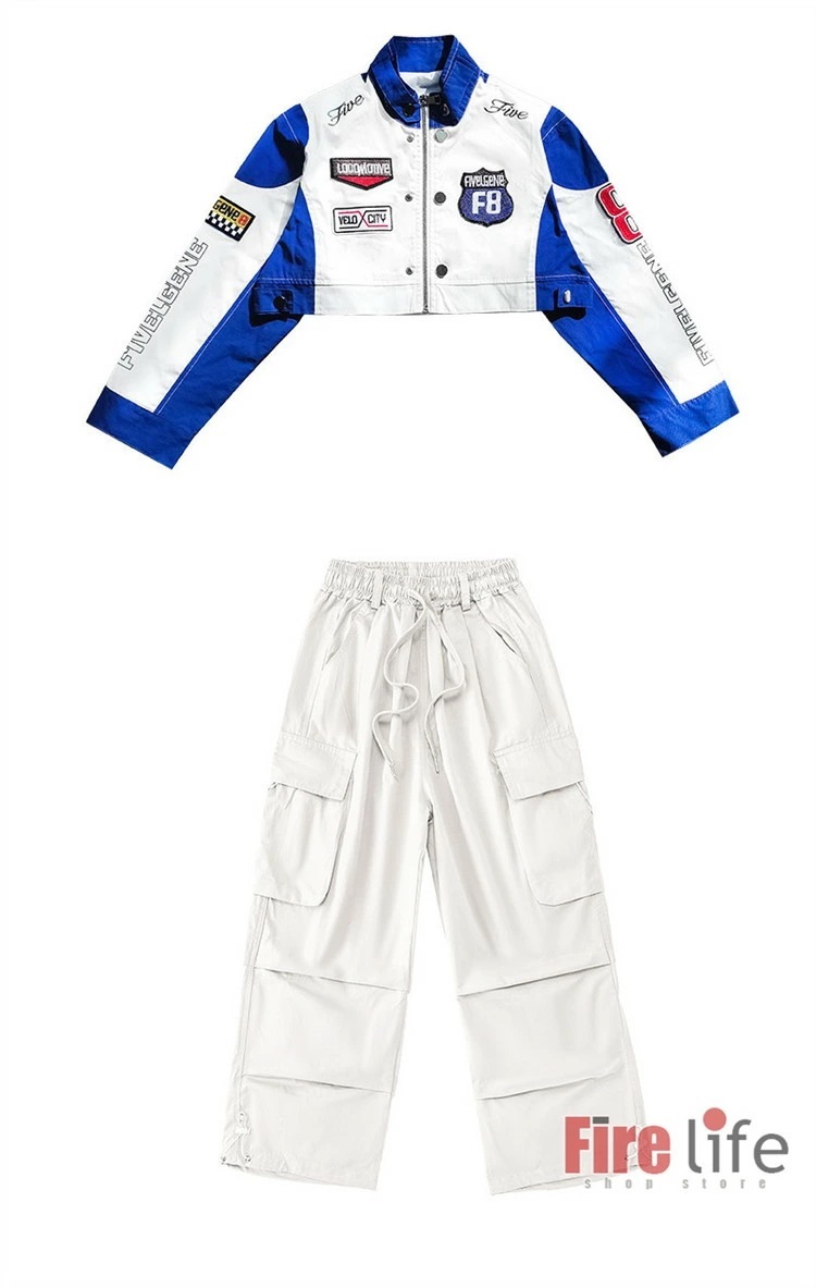 ダンスウェアセール キッズ ダンス衣装 ヒップホップ 白青 ジャケット ホワイト カーゴパンツ セットアップ ダンスウェア 男の子 女の子 長袖 韓国 派手 運動着 ダンス発表会 ジャージ ステージ衣 ダンスウェアセール キッズ ダンス衣装 ヒップホップ 白青 ジャケット ホワイト カーゴパンツ セットアップ ダンスウェア 男の子 女の子 長袖 韓国 派手 運動着 ダンス発表会 ジャージ ステージ衣