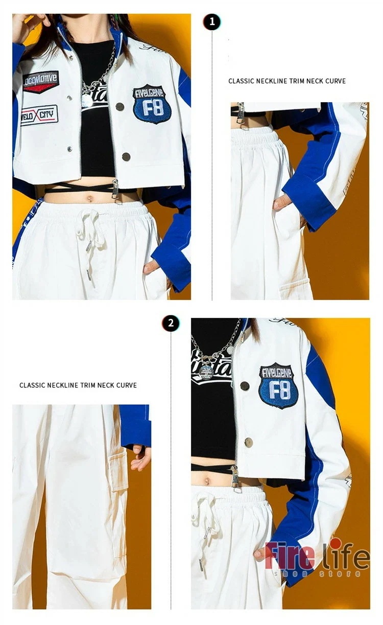 ダンスウェアセール キッズ ダンス衣装 ヒップホップ 白青 ジャケット ホワイト カーゴパンツ セットアップ ダンスウェア 男の子 女の子 長袖 韓国 派手 運動着 ダンス発表会 ジャージ ステージ衣 ダンスウェアセール キッズ ダンス衣装 ヒップホップ 白青 ジャケット ホワイト カーゴパンツ セットアップ ダンスウェア 男の子 女の子 長袖 韓国 派手 運動着 ダンス発表会 ジャージ ステージ衣