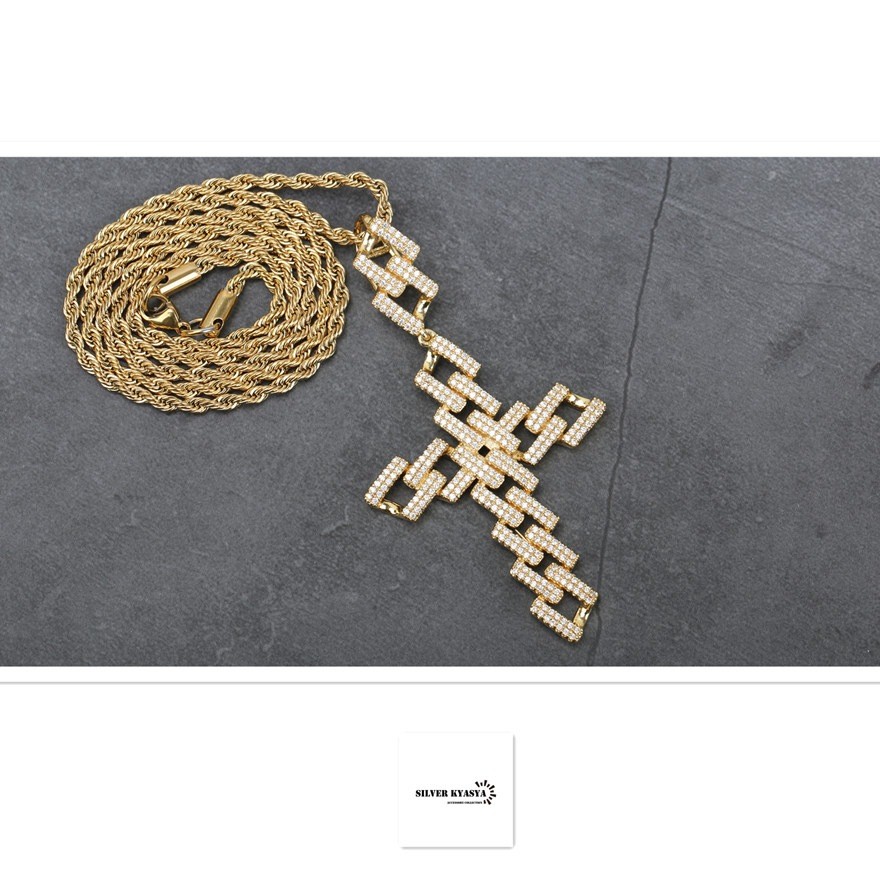 喜平チェーンクロスネックレス CZ [n305]