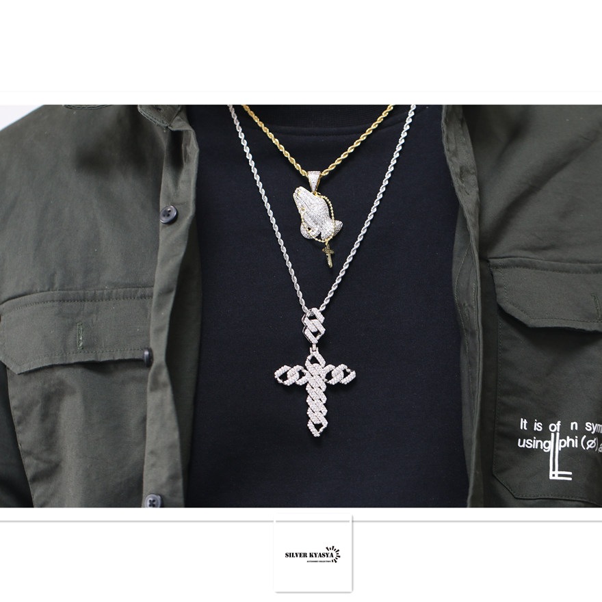 喜平チェーンクロスネックレス CZ [n305]