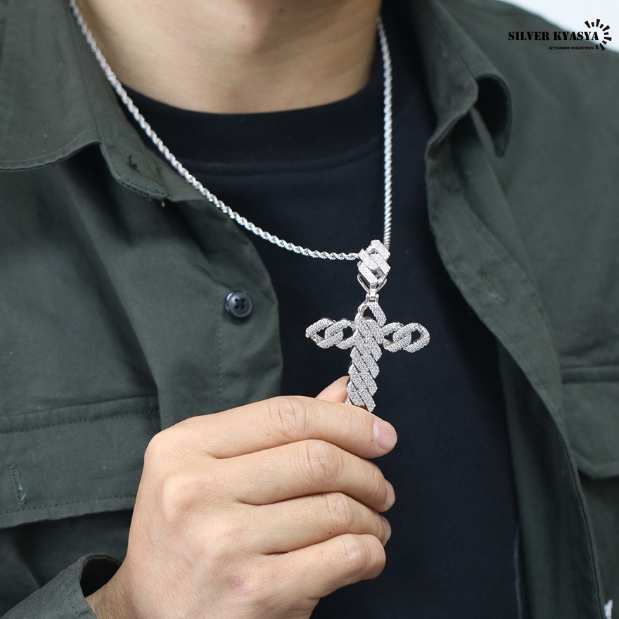 喜平チェーンクロスネックレス CZ [n305]