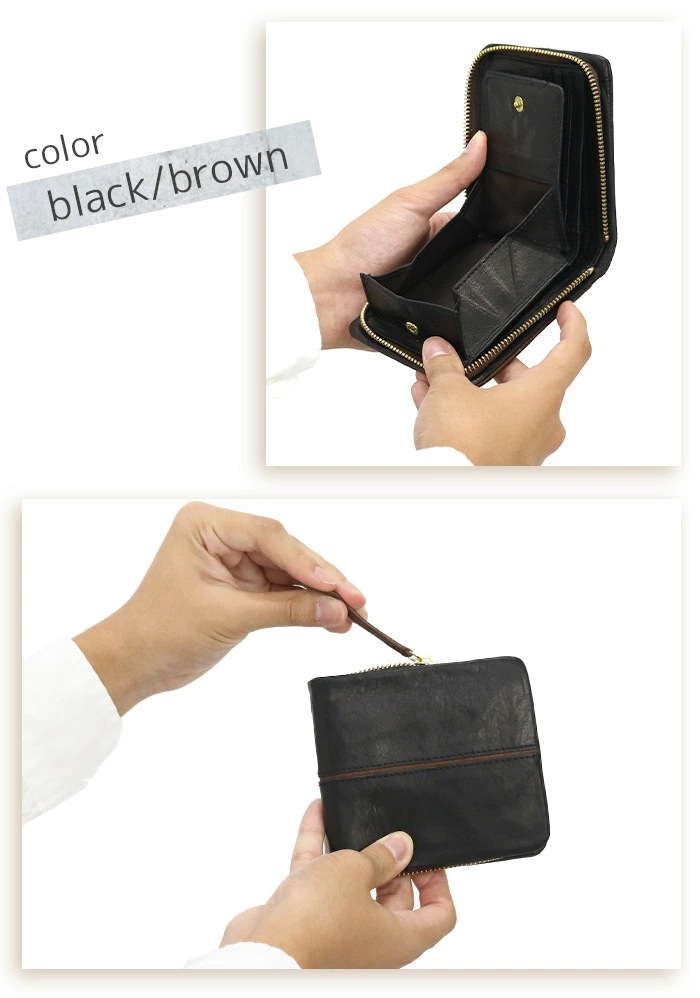 財布 メンズ レディース 二つ折り財布 ミドルウォレット 二つ折り ラウンドファスナー コンパクト 小銭入れ お札 小さめ ウォレット レザー 牛革 サブ財布 メンズ財布 HRD-402N