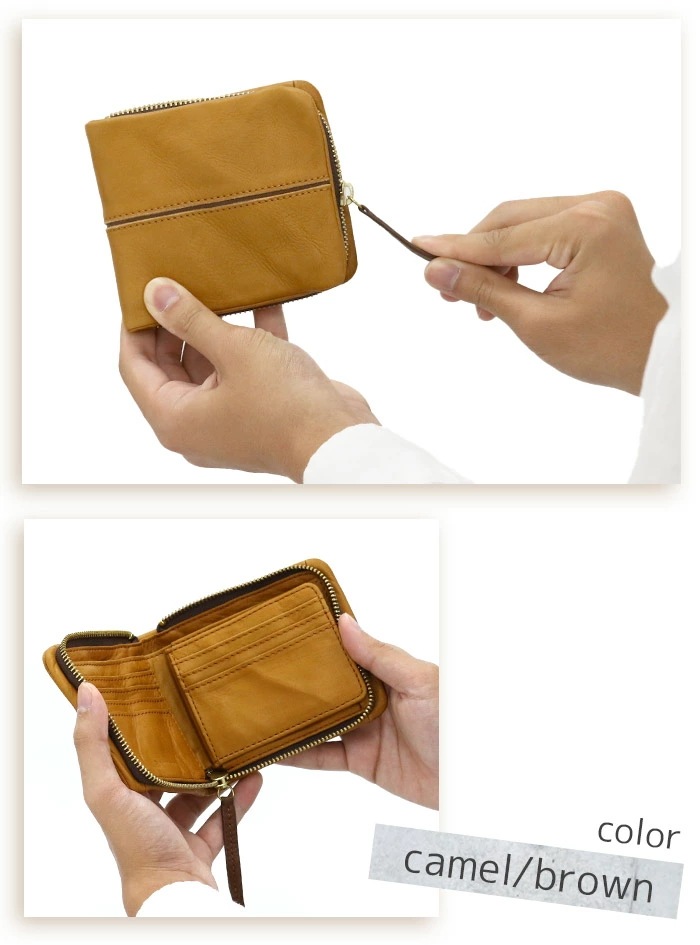 財布 メンズ レディース 二つ折り財布 ミドルウォレット 二つ折り ラウンドファスナー コンパクト 小銭入れ お札 小さめ ウォレット レザー 牛革 サブ財布 メンズ財布 HRD-402N