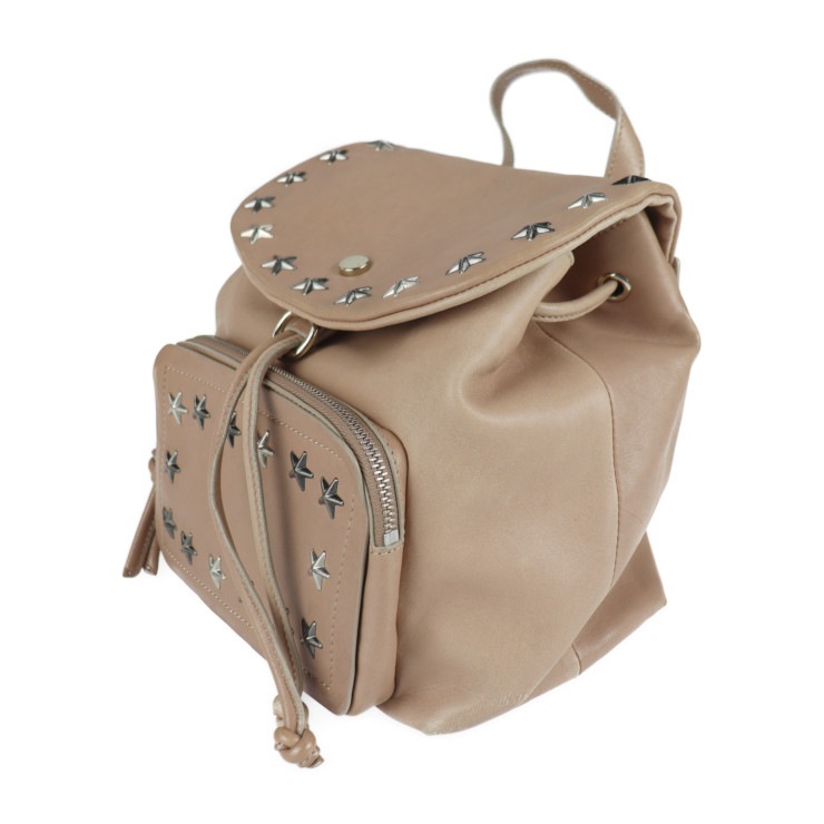 JIMMY CHOO ジミーチュウ リュック・デイパック - SUKI スキ レザー ピンクベージュ 2WAY ワンショルダーバッグ ミニ バックパック スタースタッズ 本物保証 中古