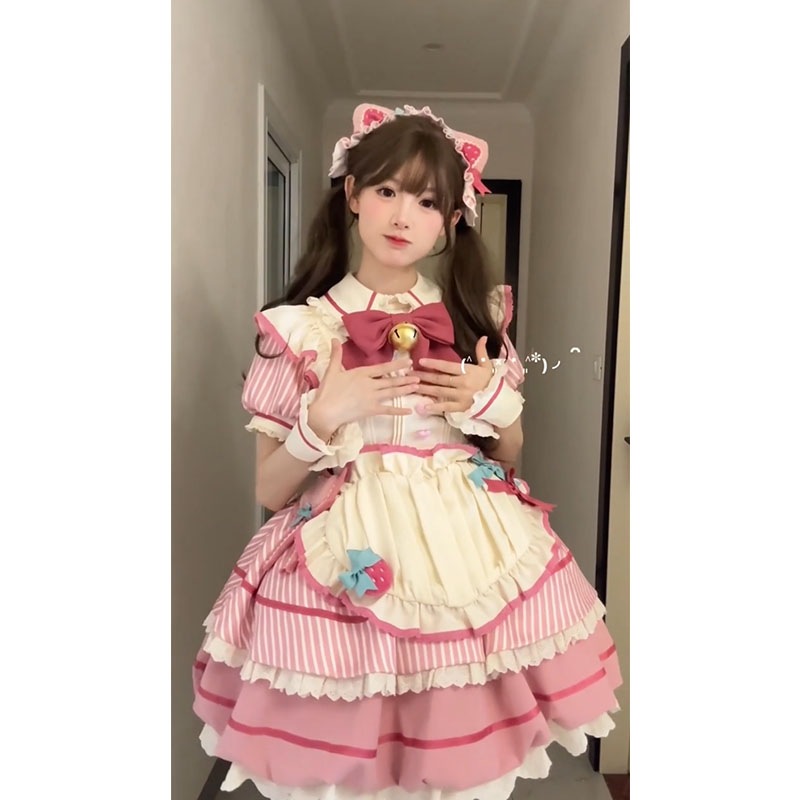 ピンクバドスカートロリータopチャンチンロープリンセスドレス ピンクバドスカートロリータopチャンチンロープリンセスドレス