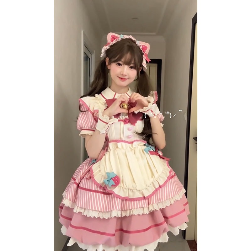 ピンクバドスカートロリータopチャンチンロープリンセスドレス ピンクバドスカートロリータopチャンチンロープリンセスドレス