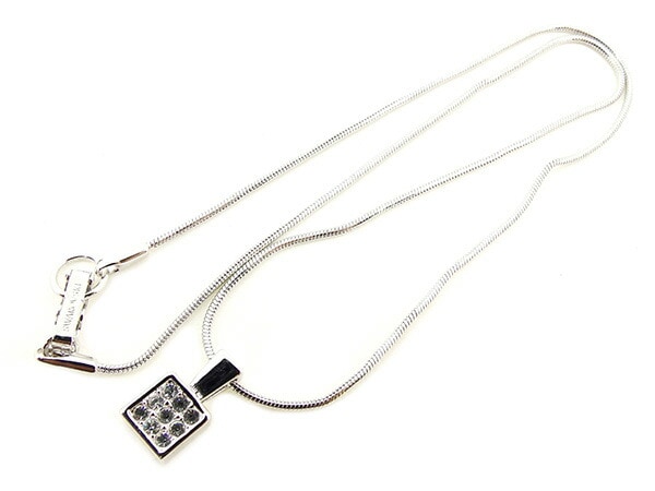 ネックレス ペンダント アクセサリー スクエア クリスタル リバーシブル シルバー クリア 中古