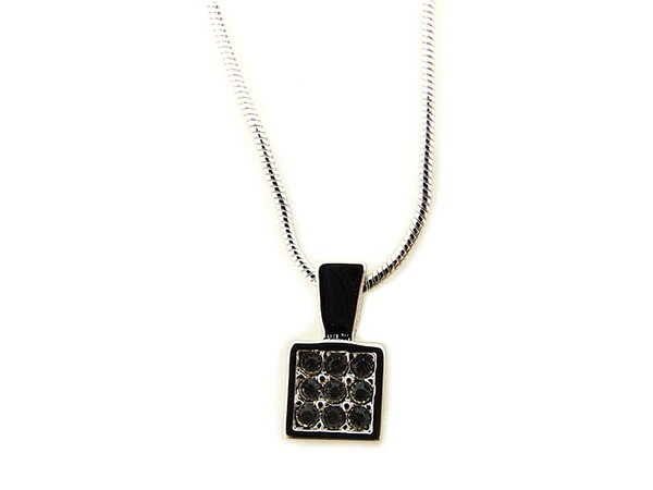 ネックレス ペンダント アクセサリー スクエア クリスタル リバーシブル シルバー クリア 中古