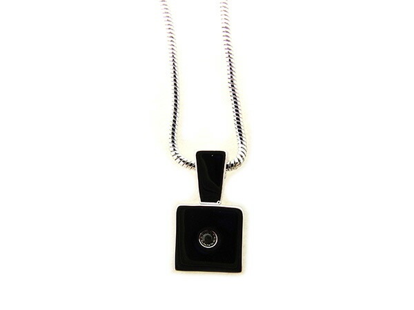 ネックレス ペンダント アクセサリー スクエア クリスタル リバーシブル シルバー クリア 中古