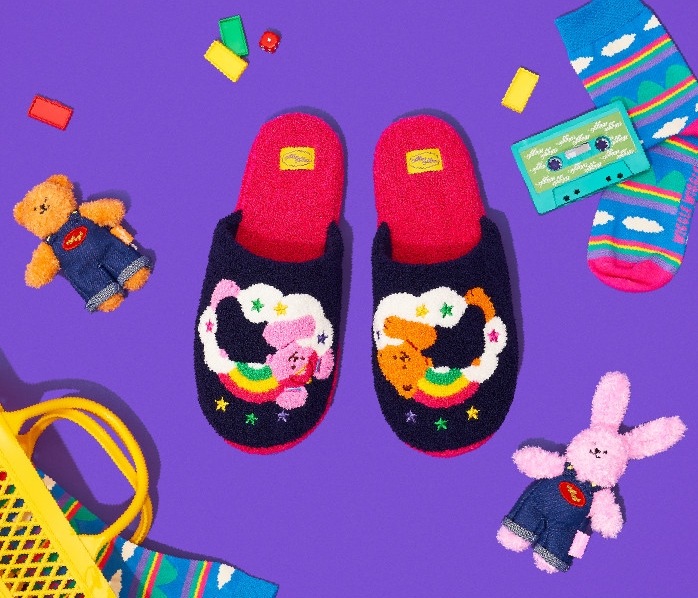 テリーホームスリッパ - Cloud Bear&Bunny,屋内リビングルームの床間騒音 テリーホームスリッパ - Cloud Bear&Bunny,屋内リビングルームの床間騒音