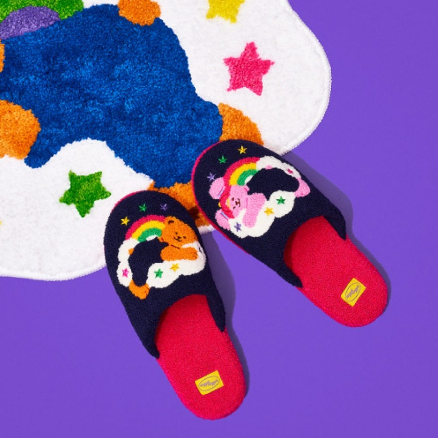 テリーホームスリッパ - Cloud Bear&Bunny,屋内リビングルームの床間騒音 テリーホームスリッパ - Cloud Bear&Bunny,屋内リビングルームの床間騒音