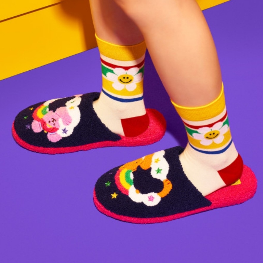 テリーホームスリッパ - Cloud Bear&Bunny,屋内リビングルームの床間騒音 テリーホームスリッパ - Cloud Bear&Bunny,屋内リビングルームの床間騒音