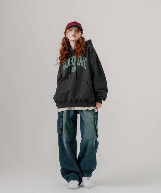 パーカー・フーディ EZKATON Burning Heavy Cotton Hood 4FT270 EZKATON☆24SS☆Easy Crop ピグメントジップアップパーカー