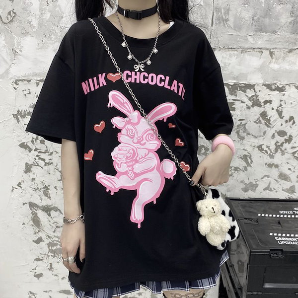 Qoo10] ピンクハートうさぎｔシャツ 地雷系量産型