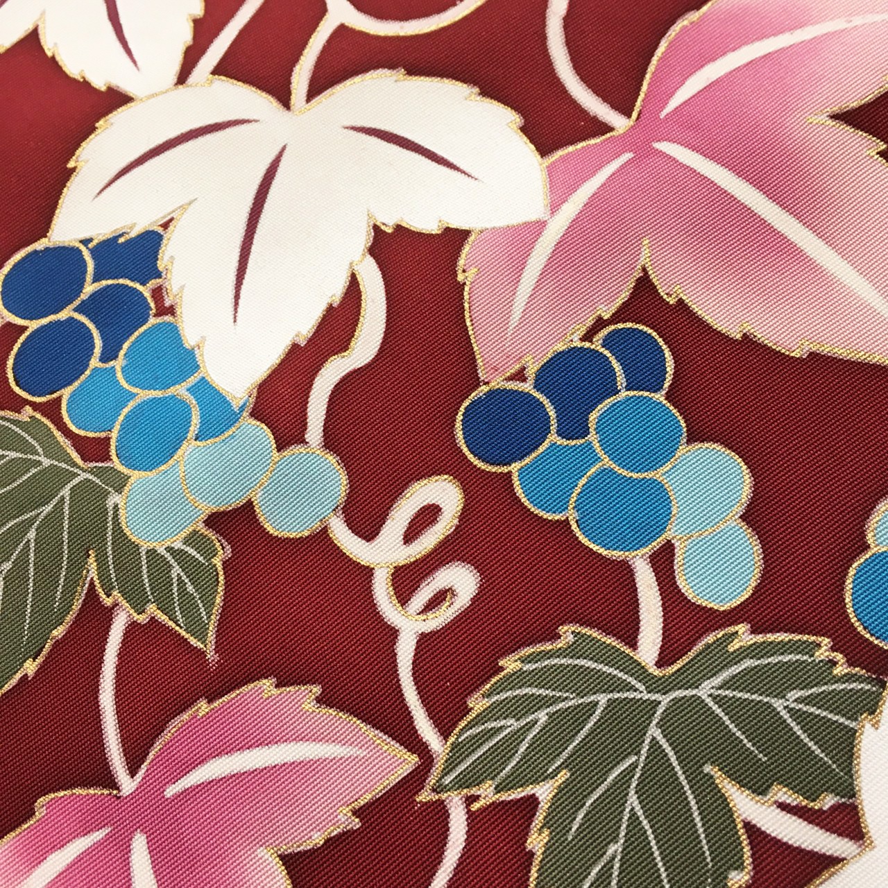 【名古屋帯】塩瀬 葡萄唐草 五泉 染帯九寸 名古屋帯 塩瀬 葡萄唐草 五泉 染帯九寸 [nagoya002]