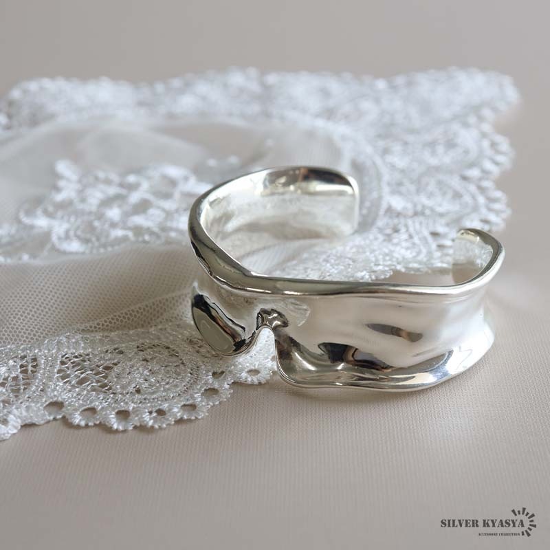 シルバー ワイドバングル　 [b642]