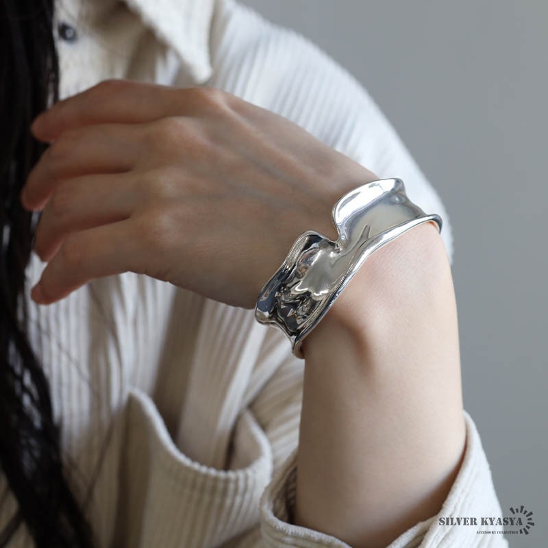 シルバー ワイドバングル　 [b642]