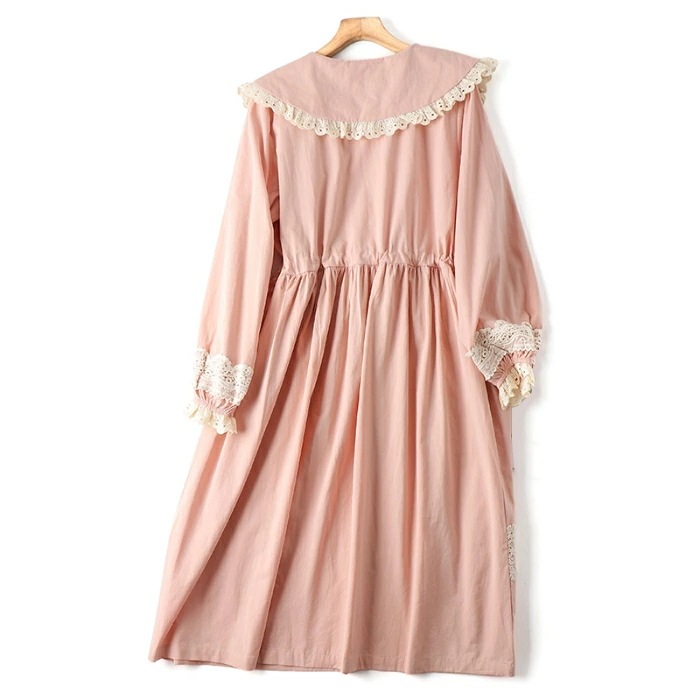 【急速出荷】甘かわいい ワンピース 長袖 コットン ロングワンピース 森ガール レース 綿 春服 夏服 春夏 ローゴージャス ロリータ 体型カバー レディース 女性 薄手 春物 夏物 夏用 春用