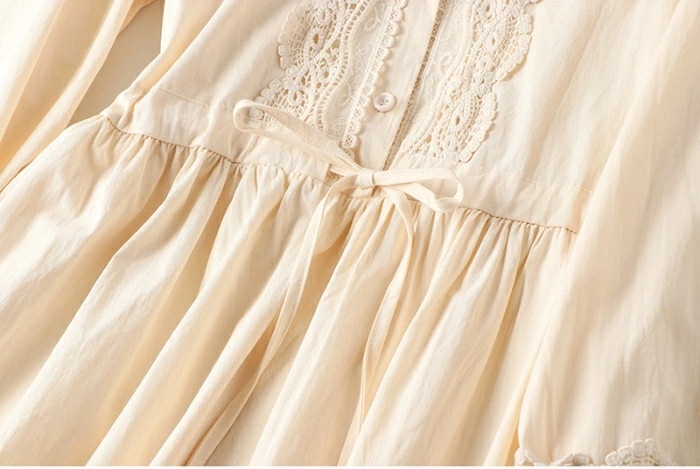 【急速出荷】甘かわいい ワンピース 長袖 コットン ロングワンピース 森ガール レース 綿 春服 夏服 春夏 ローゴージャス ロリータ 体型カバー レディース 女性 薄手 春物 夏物 夏用 春用