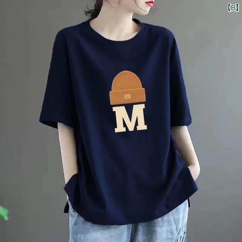 レディース Tシャツ 半袖 綿 ラウンドネック 半袖 Tシャツ レディース 2025 夏 プリント 大きいサイズ 太 mm トップス レディース Tシャツ 半袖 綿 ラウンドネック 半袖 Tシャツ レディース 2025 夏 プリント 大きいサイズ 太 mm トップス