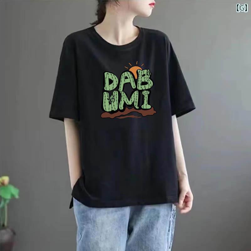 レディース Tシャツ 半袖 綿 ラウンドネック 半袖 Tシャツ レディース 2025 夏 プリント 大きいサイズ 太 mm トップス レディース Tシャツ 半袖 綿 ラウンドネック 半袖 Tシャツ レディース 2025 夏 プリント 大きいサイズ 太 mm トップス