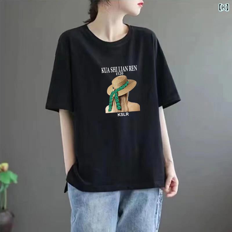 レディース Tシャツ 半袖 綿 ラウンドネック 半袖 Tシャツ レディース 2025 夏 プリント 大きいサイズ 太 mm トップス レディース Tシャツ 半袖 綿 ラウンドネック 半袖 Tシャツ レディース 2025 夏 プリント 大きいサイズ 太 mm トップス