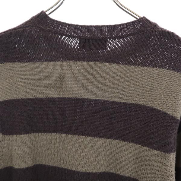 ボーダー 長袖 ニット S ブラウン系 アウトドア セーター メンズ