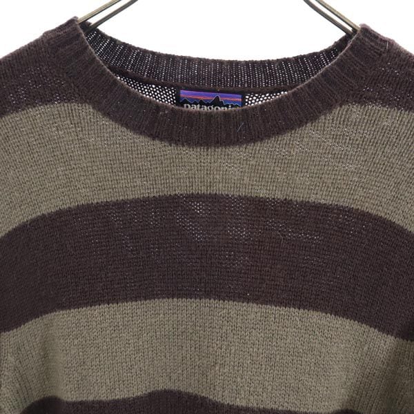 ボーダー 長袖 ニット S ブラウン系 アウトドア セーター メンズ