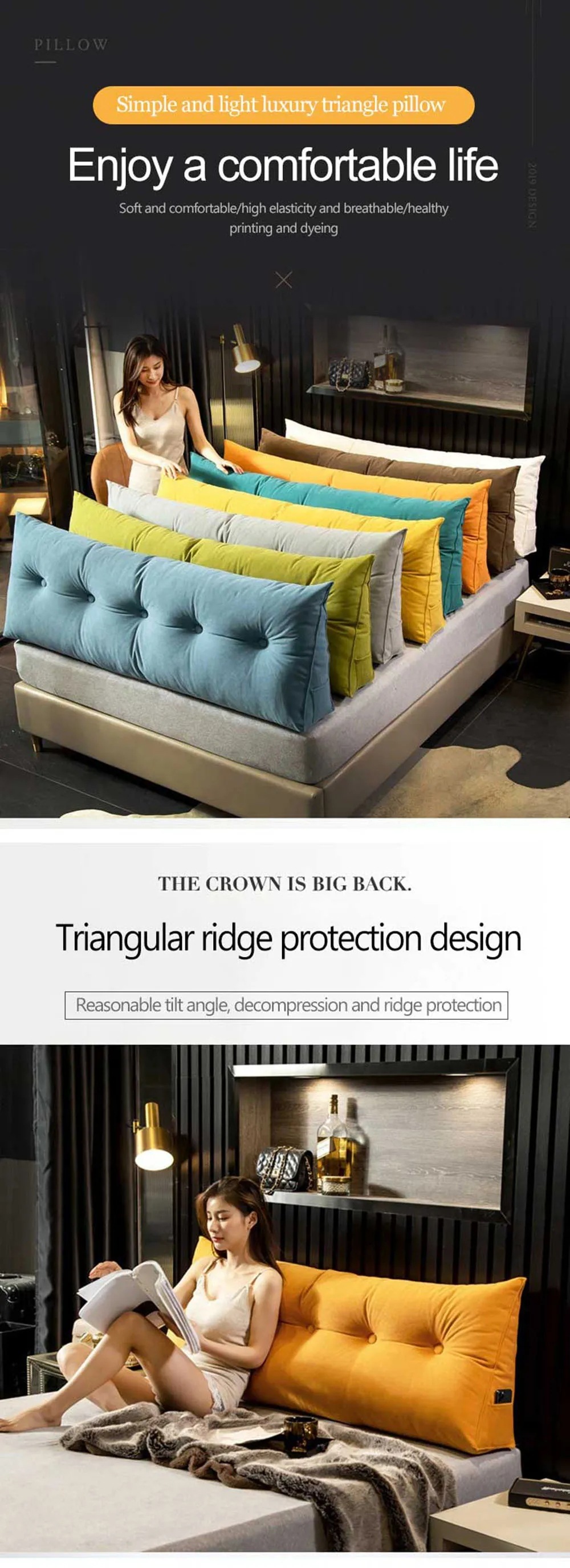 ヘッドボード枕 三角形のクッション 背中の痛みを和らげるための装飾的な枕 ソファ ウエストクッション 11 180x50x20cm ヘッドボード枕 三角形のクッション 背中の痛みを和らげるための装飾的な枕 ソファ ウエストクッション 11 180x50x20cm