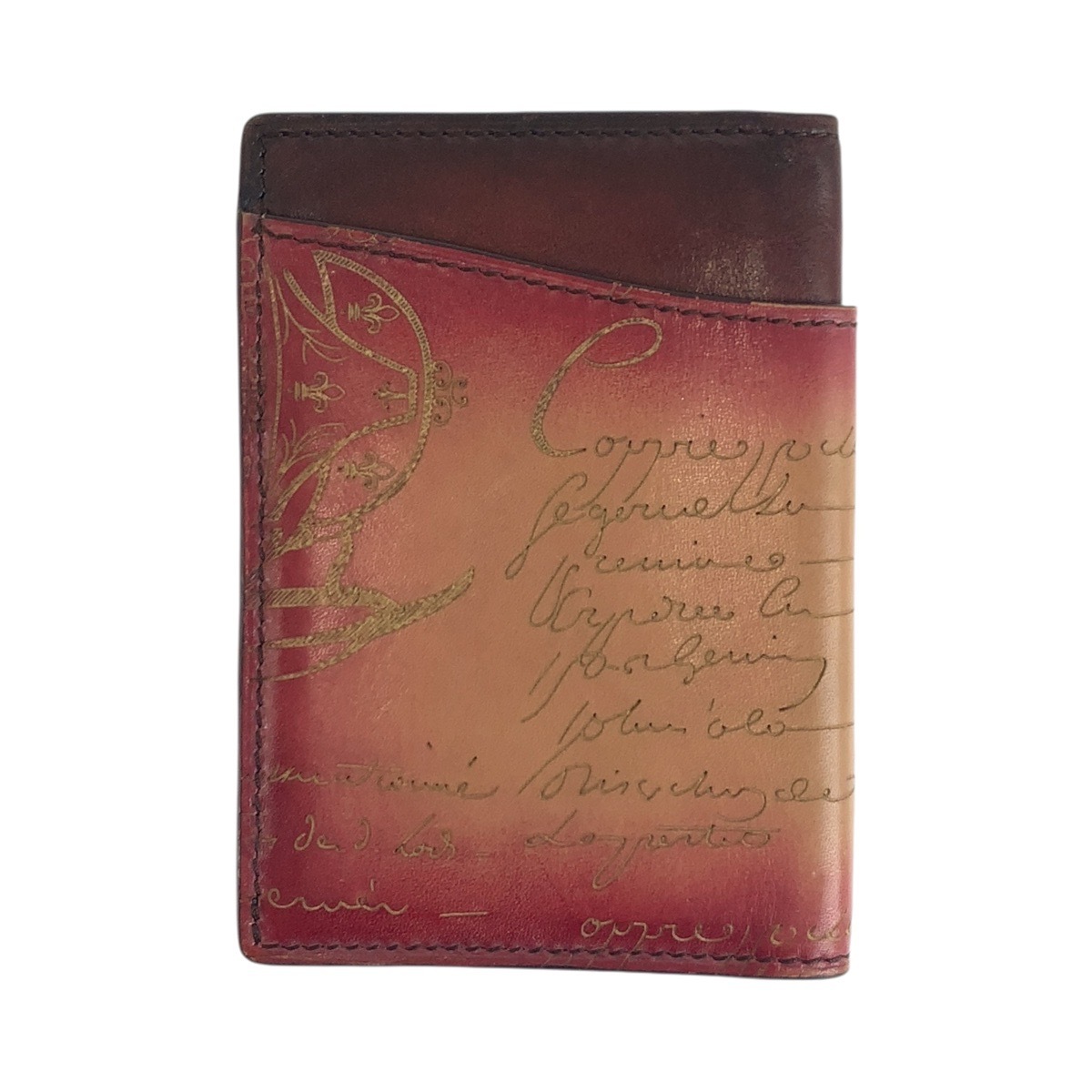 美品 カリグラフィ スクリット ブラウン ボルドー レザー F1213 カードケース 名刺入れ メンズ 504291 美品 カリグラフィ スクリット ブラウン ボルドー レザー F1213 カードケース 名刺入れ メンズ 504291