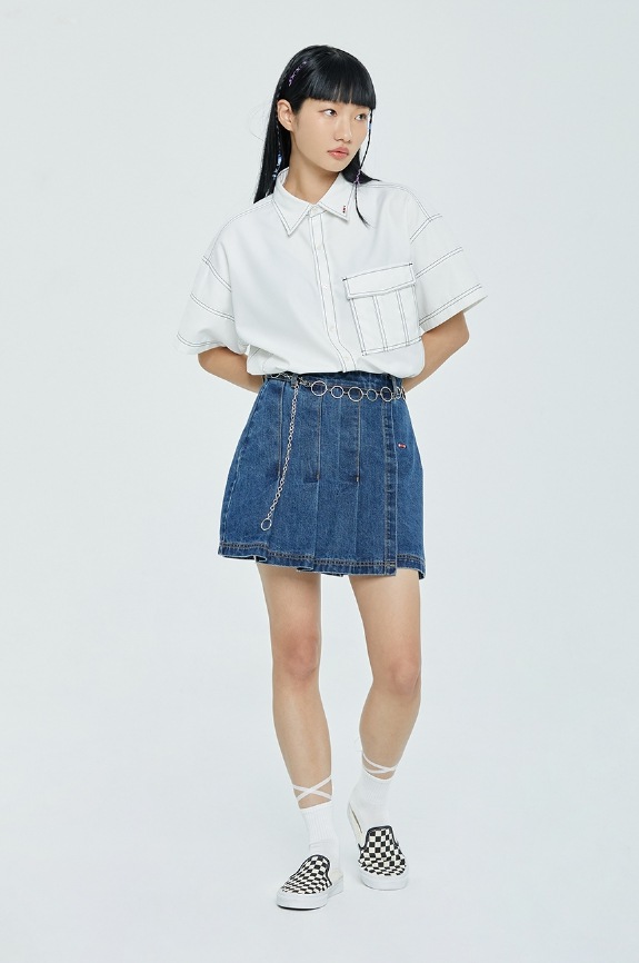 [ROMANTIC CROWN]★FRONT POCKET WORK SHIRT FRONT POCKET WORK SHIRT_WHITE - ROMANTIC CROWN | 60% - Asian